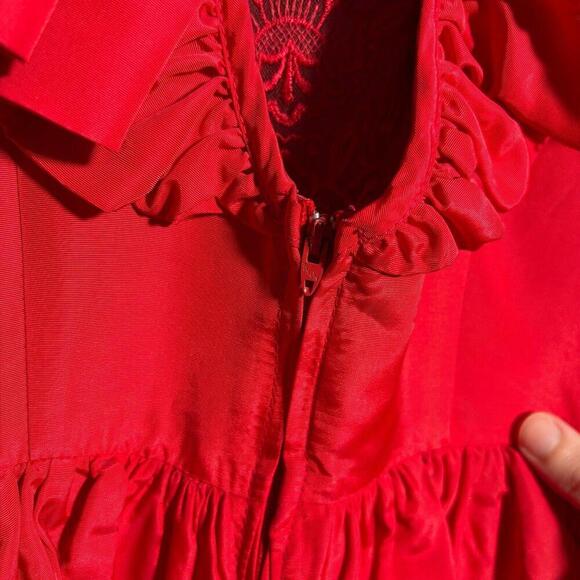 VTG Climax 80s‎ David Howard Red Party Prom NYE Dress Ruffles Dramatic 3/4 *XXS - Picture 5 of 12